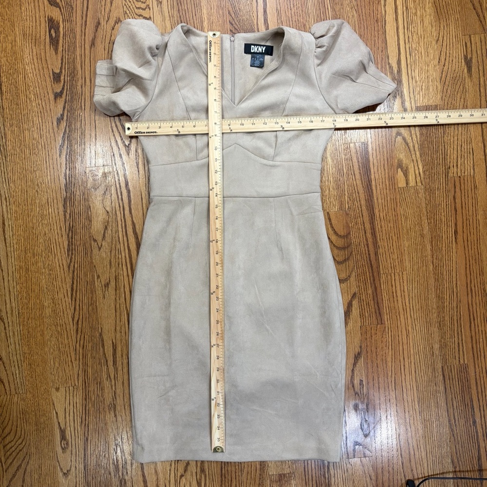 DKNY Suede Puff Sleeves Dress (6) - Picture 4 of 9